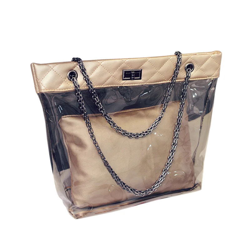 

Summer Fashion Ladies Girls Jelly Crystal StyleTotes Popular Transparent Women Leisure Travel Bags Beach Handbags