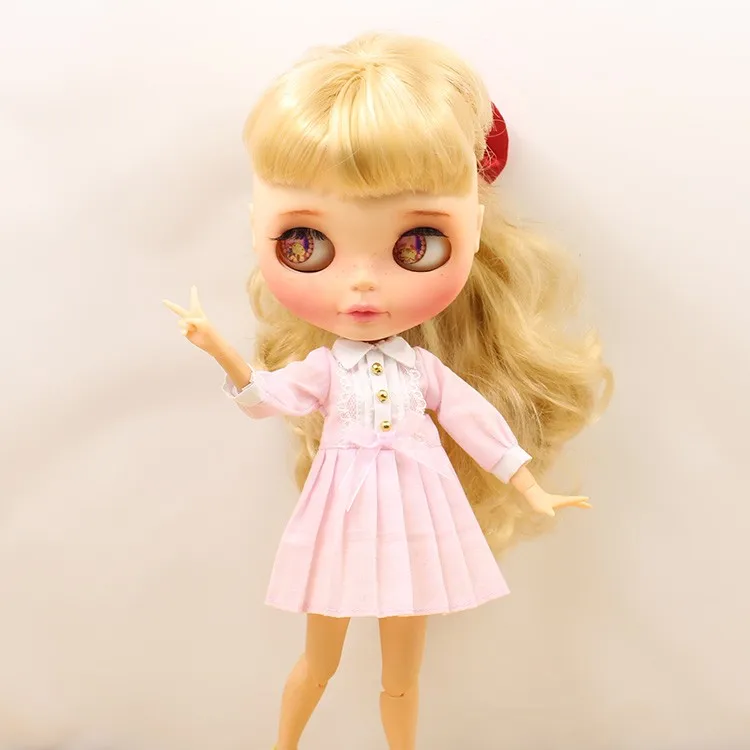 Blyth Doll icy licca платье одежда голубое розовое платье с длинными рукавами осеннее платье