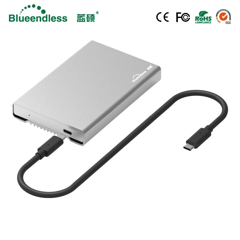 Aluminum Hdd Enclosure 2.5" Mobile Hard Disk Case Type-c Sata USB 3.1 Caddy All Metal Case Notebook External Hard Disk Box