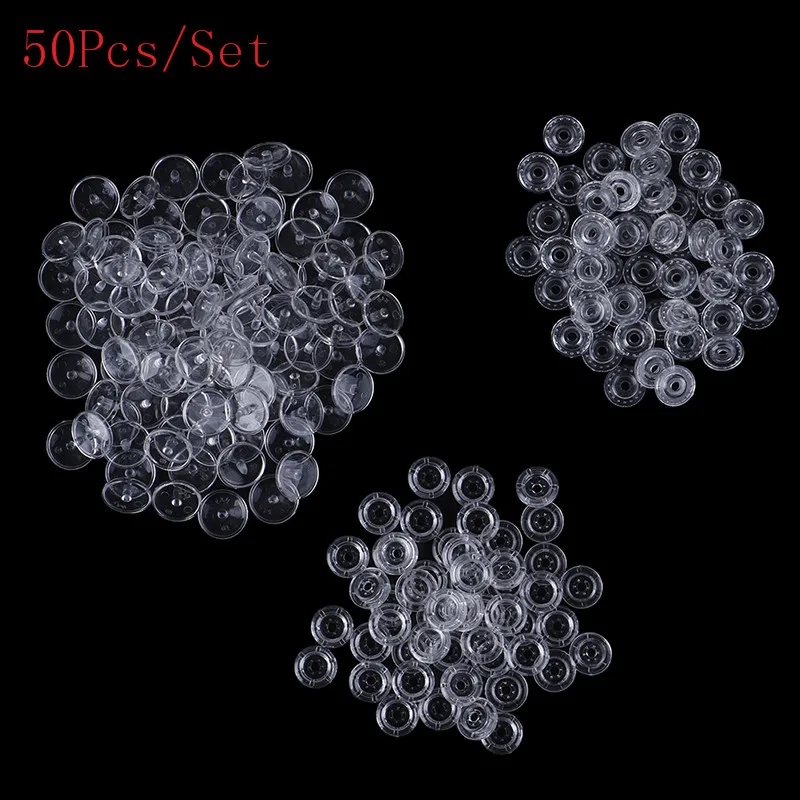 

50 Sets Plastic Snaps Clear KAM Resin Snap Buttons Fasteners Press Studs Size T5 Caps