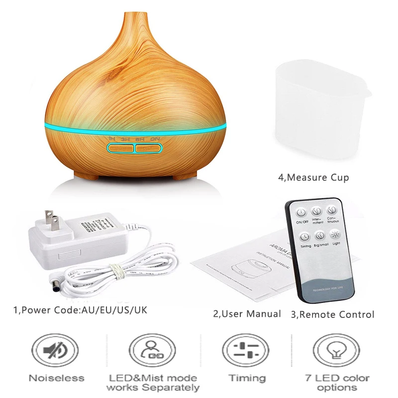 Najtaniej 400ml Aroma nawilżacz powietrza ziarna drewna z LED light dyfuzor olejków eterycznych aromaterapia elektryczny Mist Maker dla Home car office