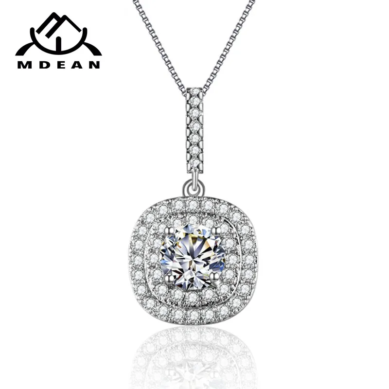 

MDEAN Vintage Wedding Chain White Gold Color Clear AAA Zircon Jewelry For Women Necklace Pendant New Arrived Necklace MSN012