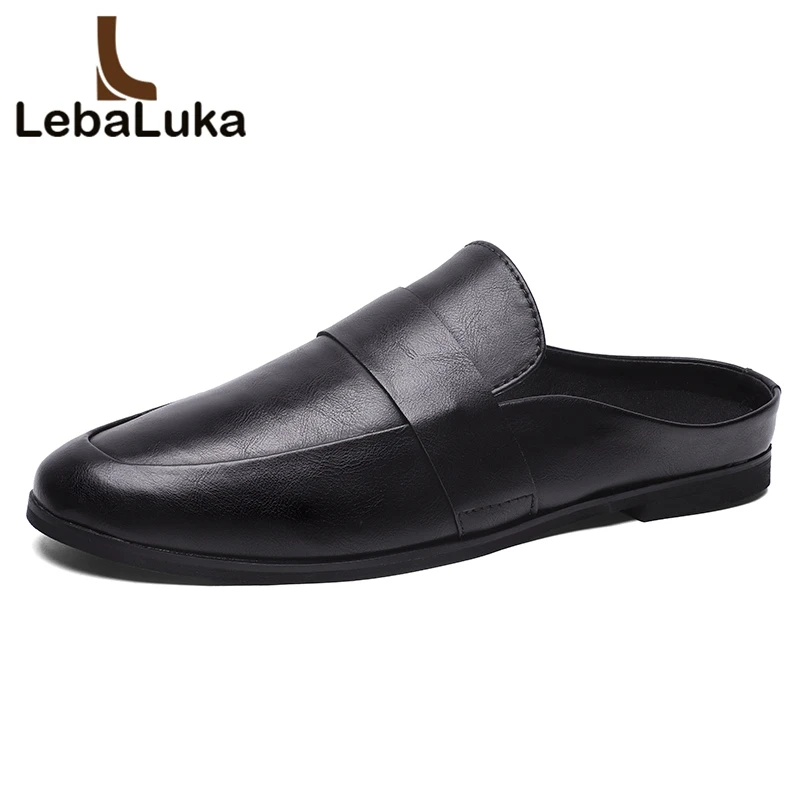 

LebaLuka Quality Men Sandals Slip On Solid Color Flats Slippers Daily Holiyday Concise Sandals Men Footwear Size 39-44