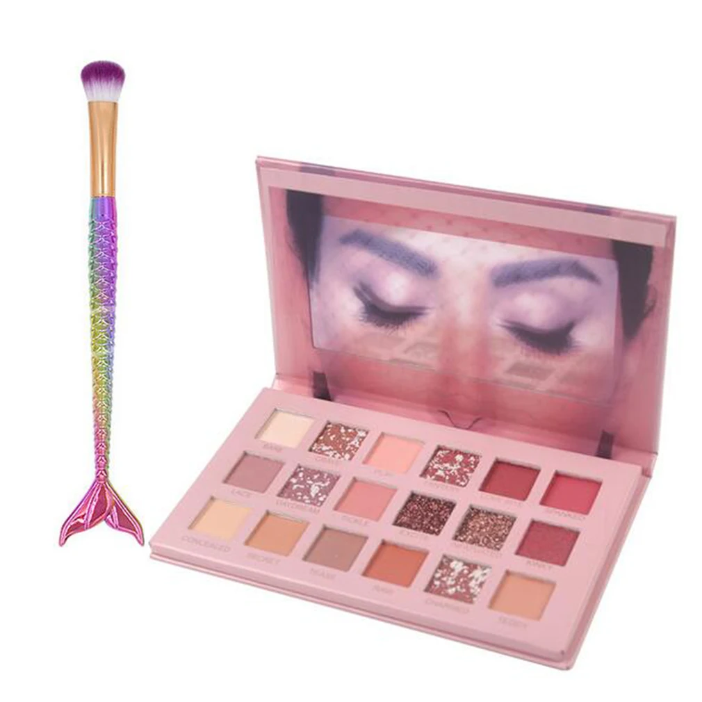 

Waterproof Eye Shadow Cosmetics For Girl Beginners Easy To Wear Desert Rose Makeup Beauty Eyeshadow Mermaid Shape Makeup Brush