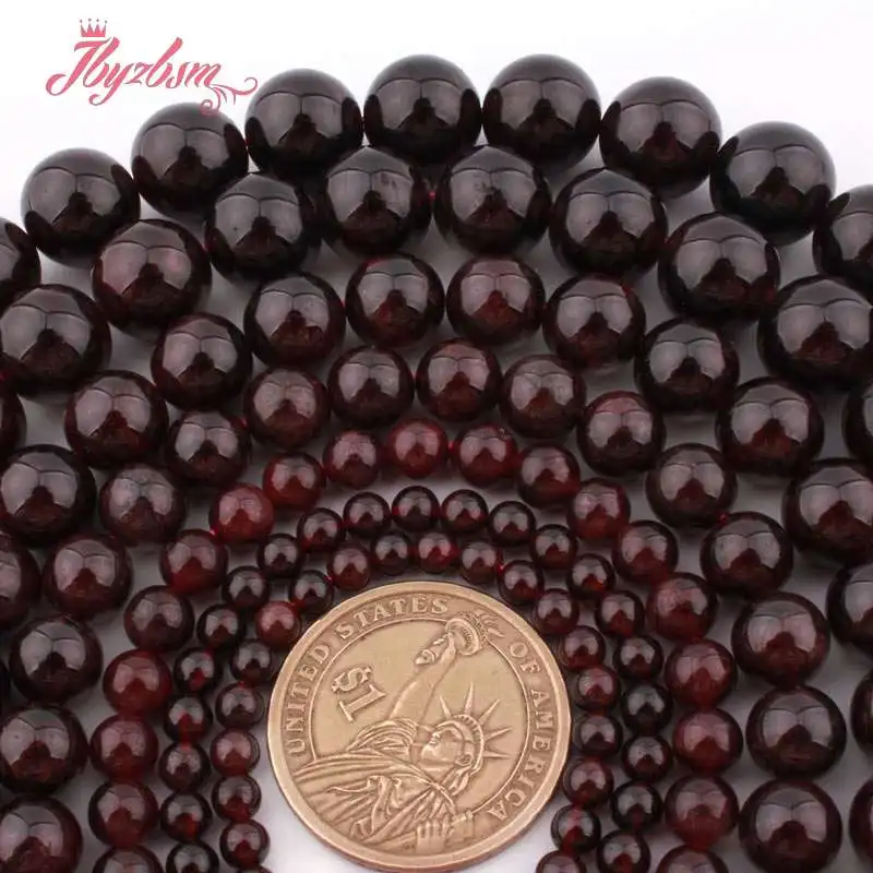 

2-10mm Round Red Garnet Spacer Loose Beads Kralen Perles Natural Stones For Jewelry Making Strand 15"Free Shipping