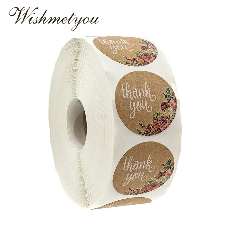 WISHMETYOU 500Pcs Roll handmade sticker Wedding Decoration Thank You Handmade with Love Stickers Kitchen Baking Seal | Дом и сад
