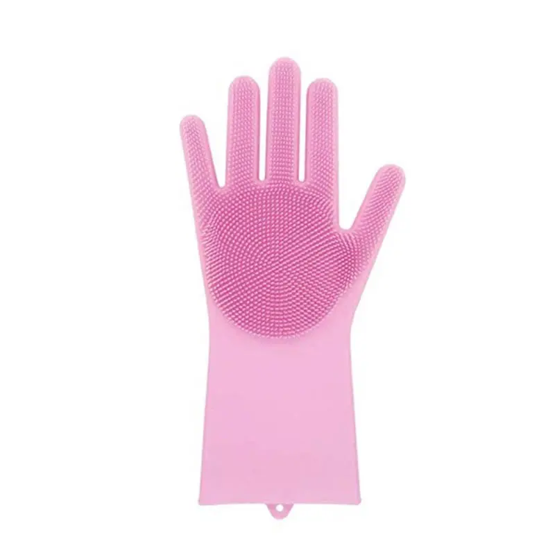 Upspirit силиконовая щетка, перчатки для мытья посуды, приспособление для чистки в ванной комнате с щеткой, кухонная Очищающая посуда - Цвет: 1PCS Pink
