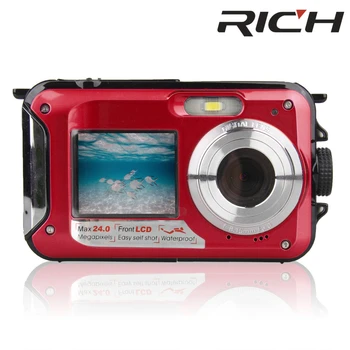 

H268 Digital Camera 3M Waterproof Camera 2.7 Inch +1.8 Inch Double Screen Max 24MP 16 times Digital Zoom black Camcorder