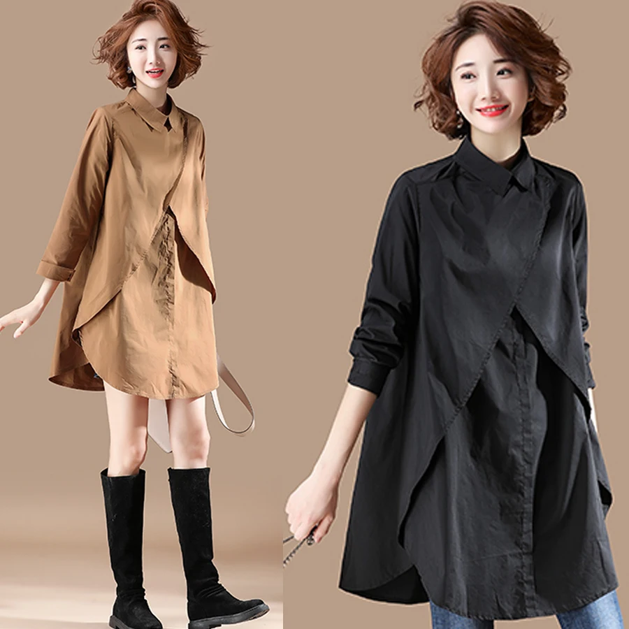 

Fall Spring Fashion Women Office Lady Loose Full Sleeve Black Blouse , Autumn 2018 New Female Woman Casual Xxl Cardigan Blouses