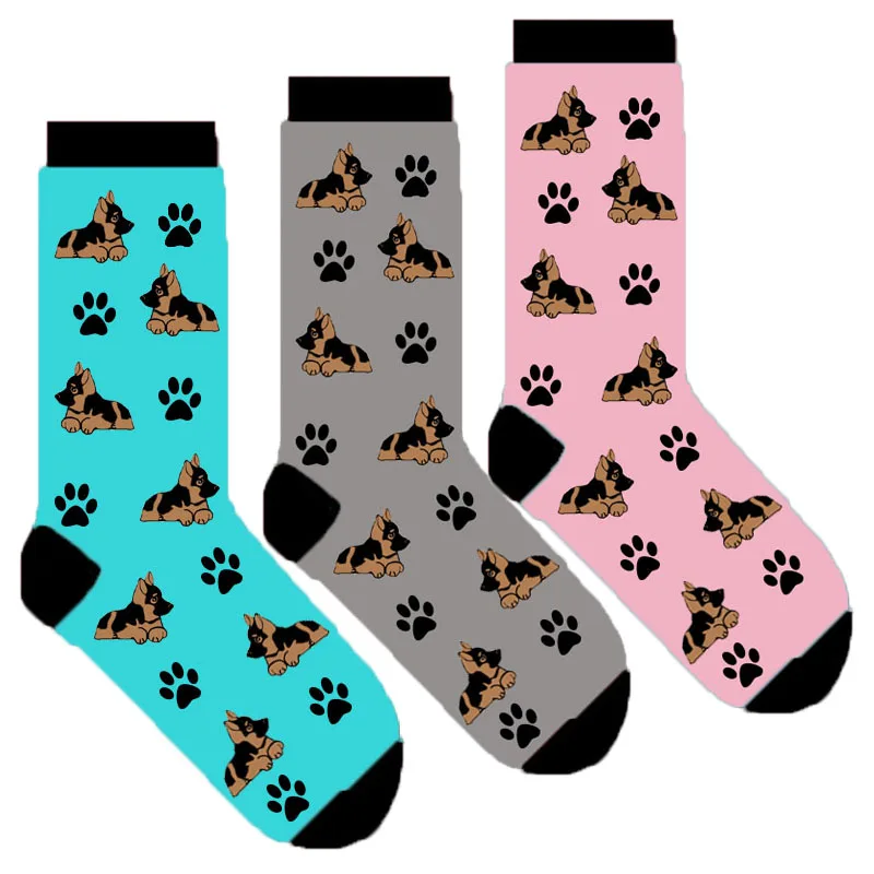 

German shepherd crew socks for women dog socks with cute paw German shepherd gift 50 pair/lot wholesale