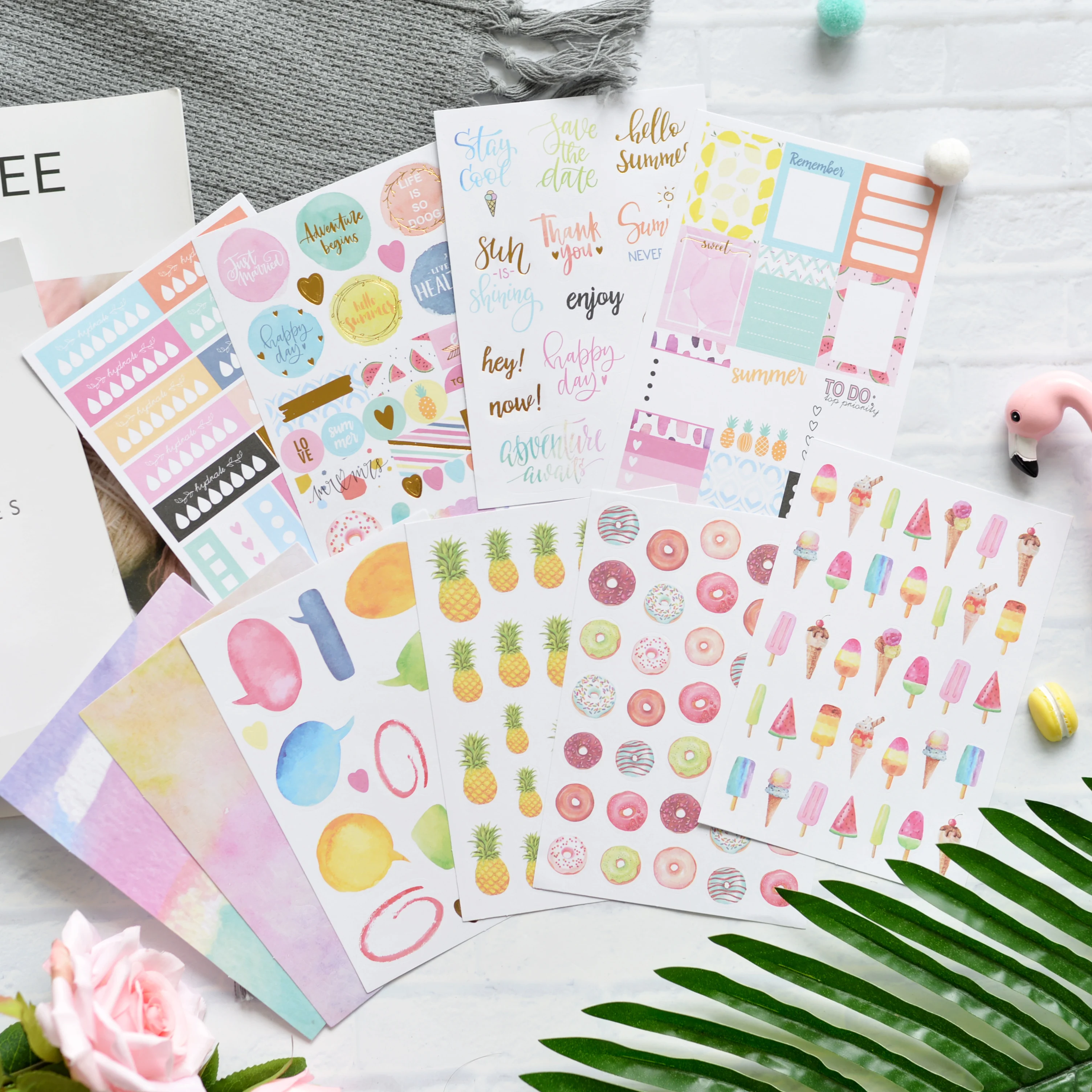 

10pcs/set Colorful Ice cream/doughnut/pineapple/word/letter base Decorative Stickers DIY Scrapbooking planner Escolar