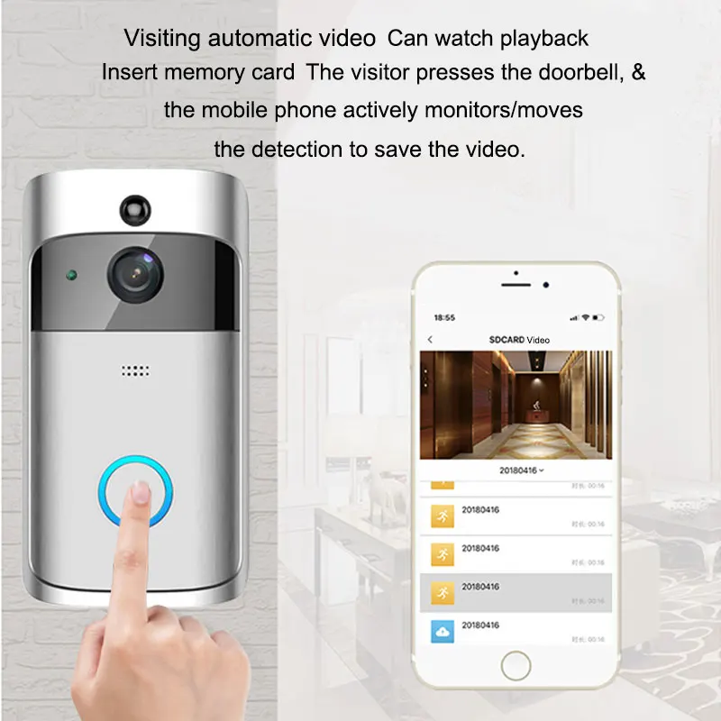 Smart Security Wireless WiFi Doorbell With Camera Door Phone Video Doorbell Intercom Remote Home Monitoring IR Alarm Camera