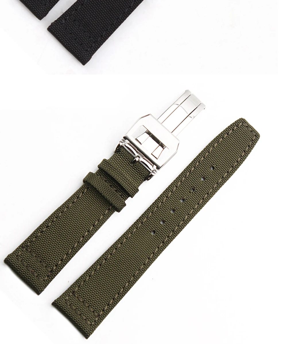 20 мм 21 мм 22 мм холщовые нейлоновые часы из натуральной кожи ремешок черный армейский зеленый аксессуары для часов Ремешок
