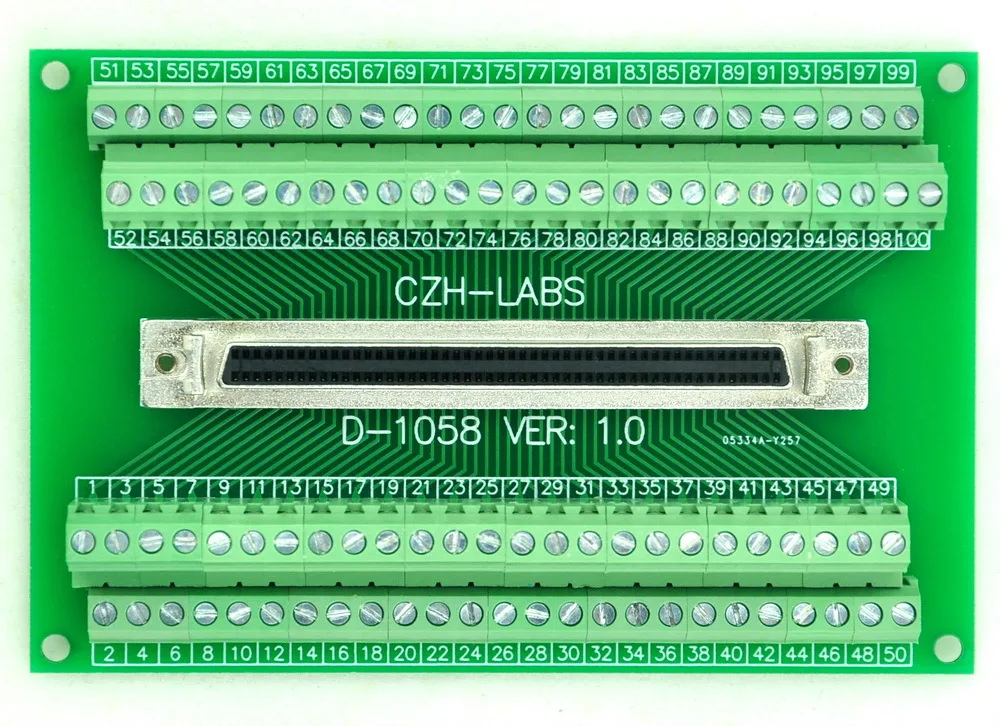 100-pin половинный шаг/0,0" Female женский Breakout Board, DSUB, SCSI, терминальный модуль