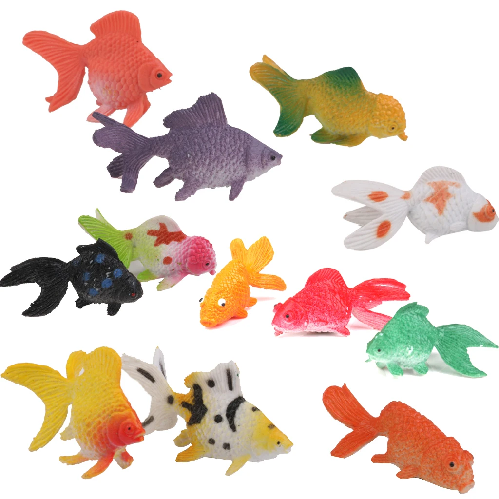 Fish Toy plastic figures GOLDFISH 6 piece set CUTE GLOW IN DARK 
