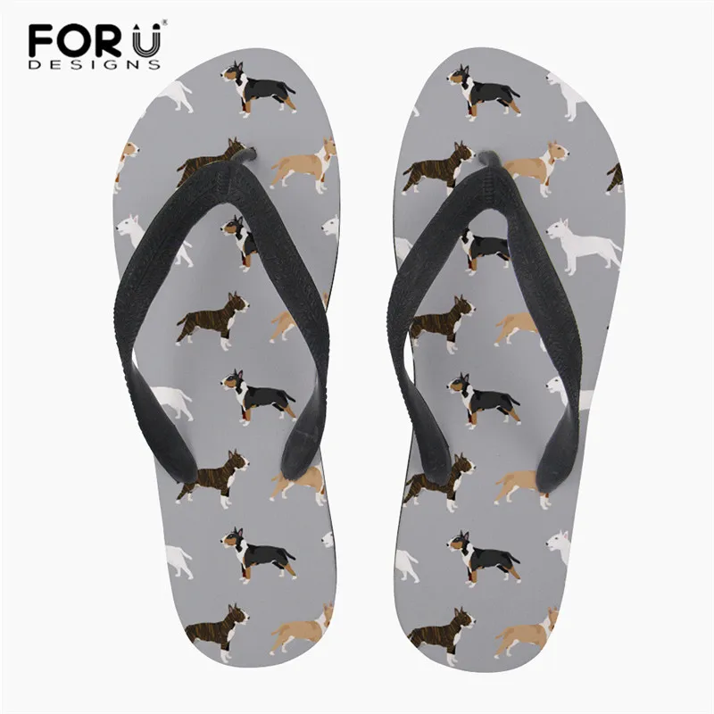

FORUDESIGNS Mens Flip-flops 3D Dog Printing Bull Terrier Male Anti-slip House Slippers Summer Travel Beach Flip Flops Terlik