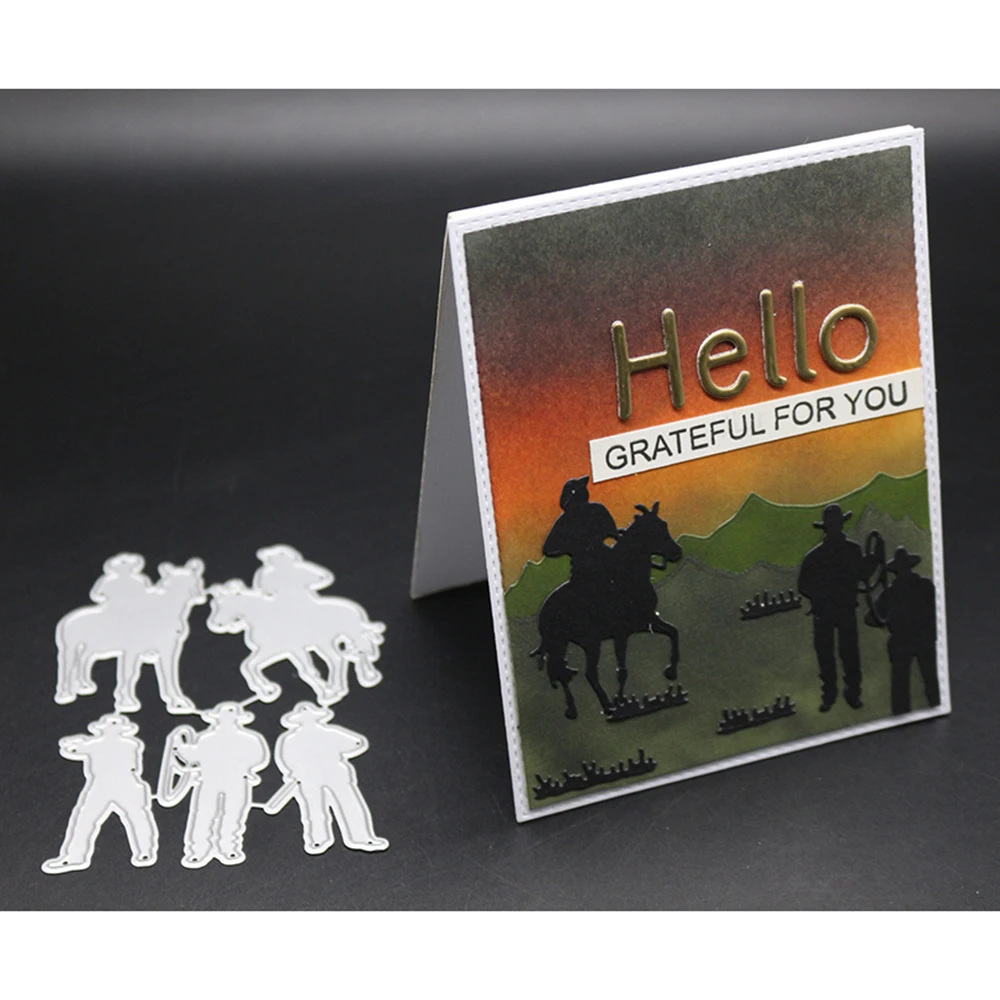 Happy-New-Year-Metal-Cutting-Dies-Tool-11X7-8cm-Horse-Riding-For-DIY-Scrapbooking-Stamp-Craft