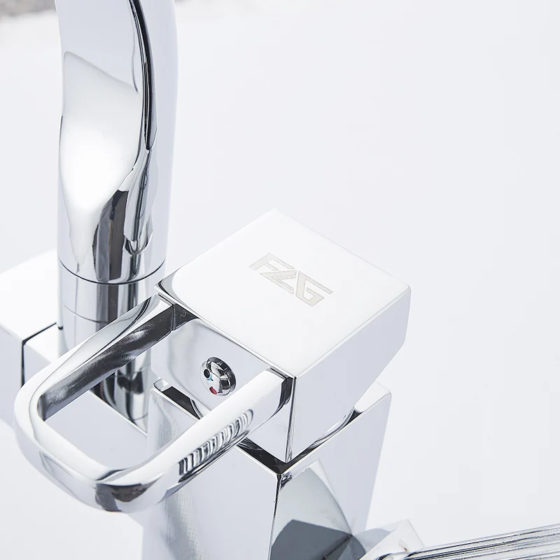 Pull Out Faucet Chrome Silver Swivel Kitchen Sink Mixer Tap Kitchen Faucet Single Handle Two Spouts 