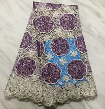 

African prints fabrics 2019 high quality cotton nigerian fabric with guipure lace fabric for women 5yards/lot PLG-50