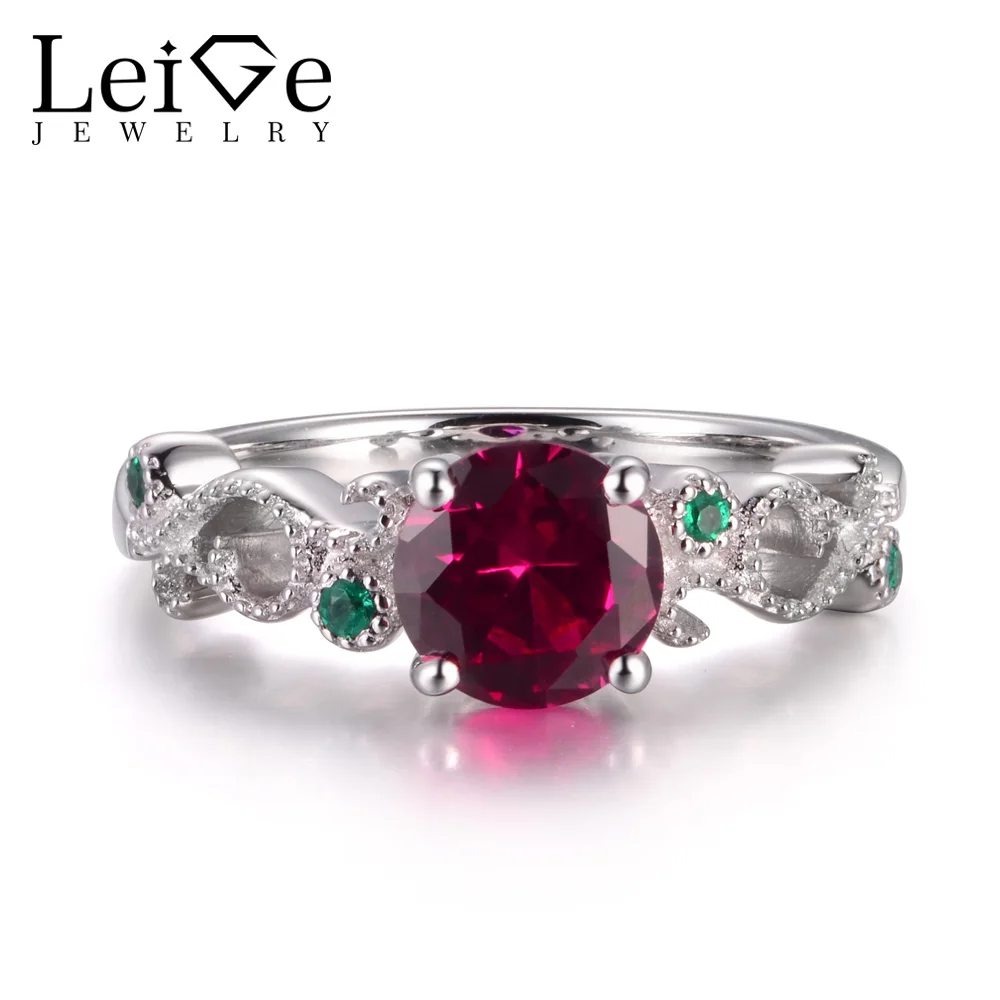 LeiGe Jewelry Unique Ruby Anniversary Rings July Birthstone Rings Round Shape Red Gemstone Solid 925 Sterling Silver for Women
LeiGe Jewelry Unique Ruby Anniversary Rings July Birthstone Rings Round Shape Red Gemstone Solid 925 Sterling Silver for Women