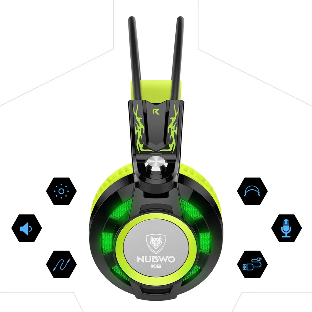  Nubwo K6 headphones gaming headset with microphone 3.5mm stereo auriculares game earphone glowing LED Light USB for PC Computer 