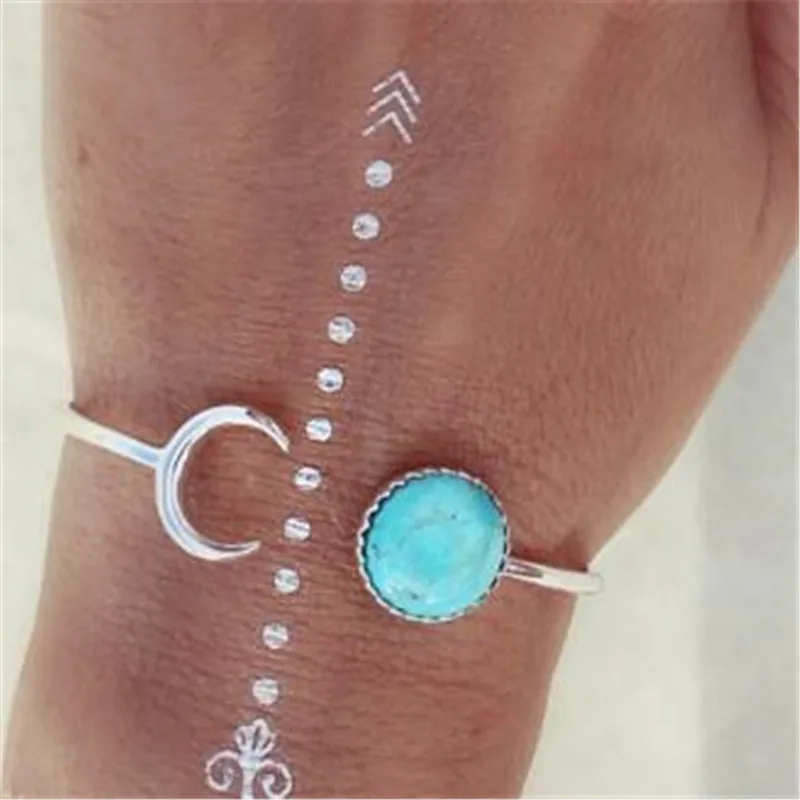 

New Boho Moon Sun Opening Bracelet Women Cuff Bangle Jewelry Gift Popular Casual Bracelet