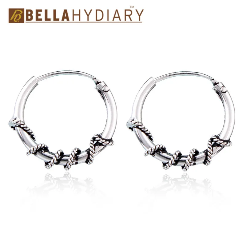

European Punk Worn Retro Bali Hoop Earrings Female Boho Small Circle Round Gypsy Ethic Earring Women Men Jewelry Metal Earrings
