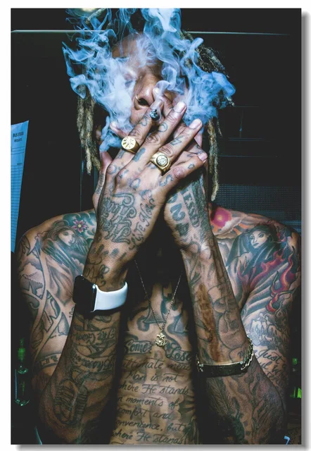 Custom Canvas Wall Mural Wiz Khalifa Smoking Poster Wiz