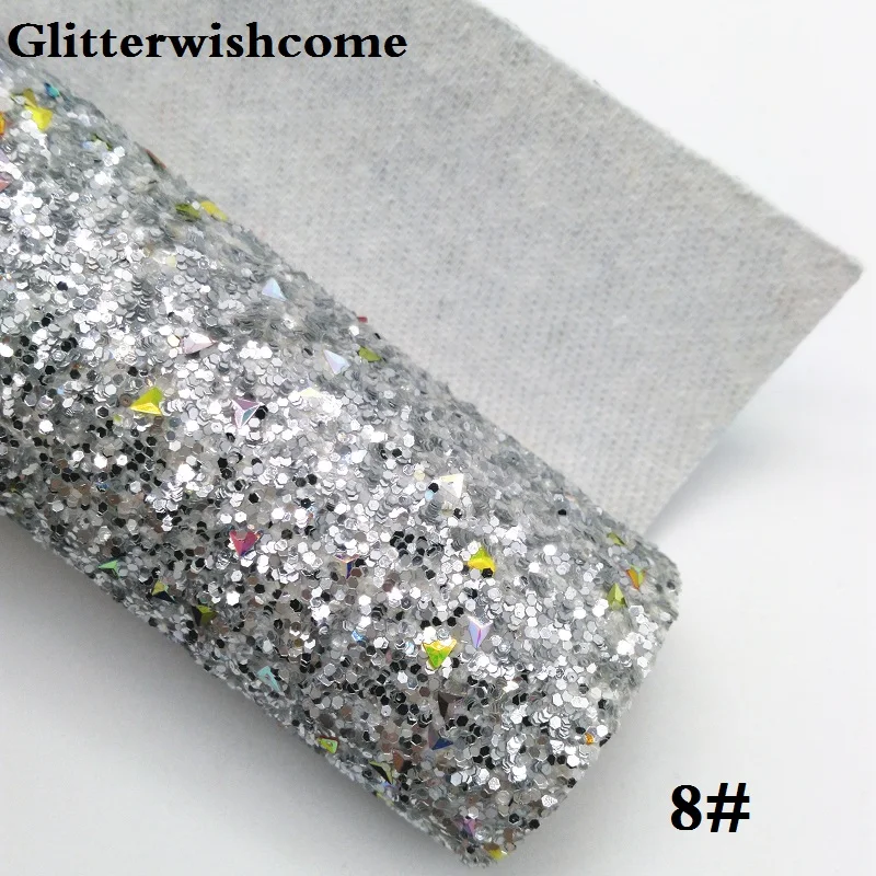 Glitterwishcome 30X134 см мини рулон синтетическая кожа, массивный блеск кожа ткань винил для луков, GM064 - Цвет: 8