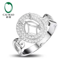 CaiMao овальным вырезом кольцо Маунт Semi Настройки и 0.30ct Diamond 14 К Белое золото Gemstone Обручение кольцо Fine Jewelry