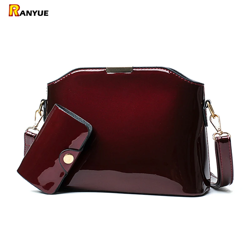 

Blue Black Red Sequin Patent Leather Women Handbag Set Shell Bag Vintage Crossbody Women Messenger Bags Small Shoulder Bag Purse