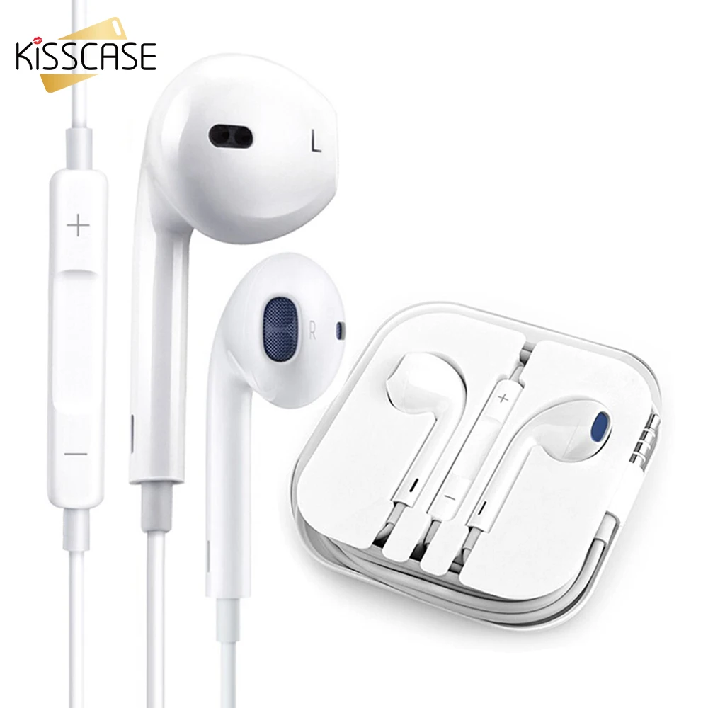 

KISSCASE 3.5mm Wired Control Earphone for Android Phone Headset Type-C Earbuds Headphone with Microphone for iPhone 7 8 Huawei