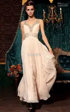 Ziemlich 2016 Neue Stil V-ausschnitt Stickerei/Perlen bodenlangen Chiffon-Elegantes A-linie Abendkleider Party kleider