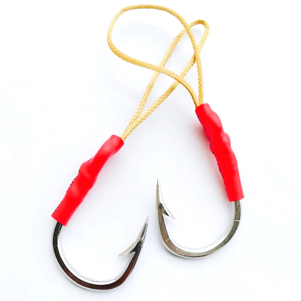 

Assit hook Stainless Steel Jigging Hooks Saltwater Spoon single hook with kevlar line Fishhook For Sea Fishing Accessories Pesca