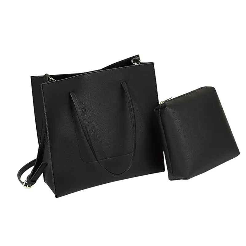 Корейская версия простой сплошной цвет сумка Мать сумка женская сумка - Цвет: Черный