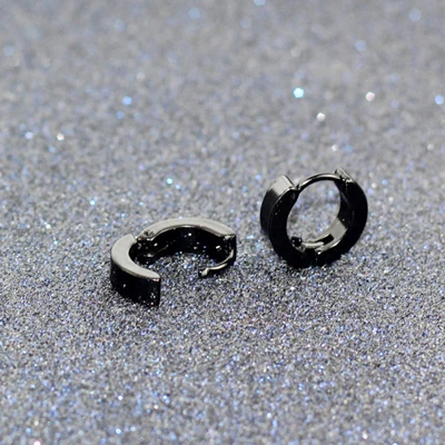 Маленькие серьги-кольца, серебряные, золотые, 316L, нержавеющая сталь, серьги-кольца для женщин и мужчин, Ушные Кольца, цветные круглые серьги e0213 - Окраска металла: Black
