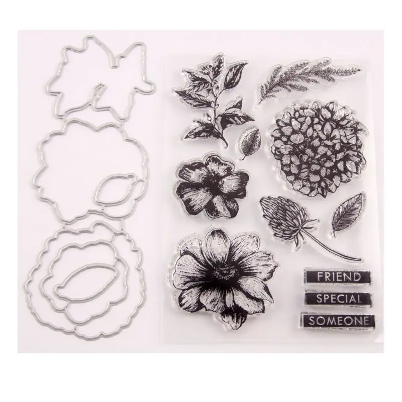 

Flower Seal Stamp With Cutting Dies Stencil Set DIY Scrapbooking Embossing Photo Album Decorative Paper Card Craft Art Handmade