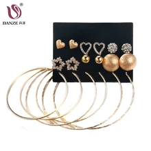 DANZE 9 пар/лот большой круг сердце звезды Кристалл Шпилька Комплект сережек для женщин женские очаровательные серьги-гвоздики ювелирные изделия
