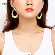 IngeSight. Z богемные серьги-гвоздики золотого и серебряного цвета с геометрическим рисунком для женщин и девушек, Необычные полые круглые серьги-гвоздики, ювелирные изделия в стиле панк