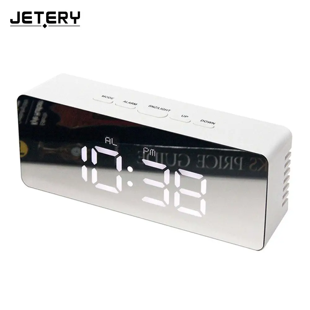 Jetery Digital Wall Clock Portable White LED Alarm Clocks with Thermometer Plastic  Table Clock Electronic Clocks