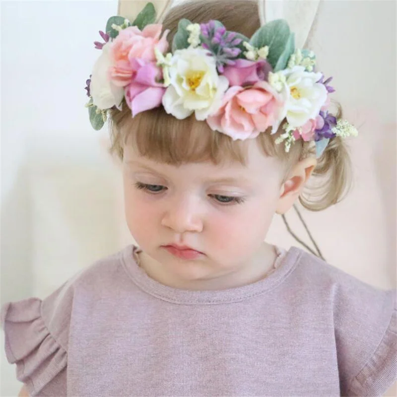 

Lovely Children Girls Rabbit Flower Headband Hair Accessories Girls Bohemian Boutique Beach Party Birthday Hairband Ornament