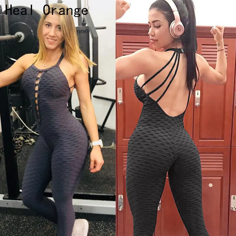 

Sexy Backless Gym Jumpsuit Sport Workout Jumpsuit Summer Tracksuit Female Clothing Woman Training Clothes Women Yoga Jumpsuits