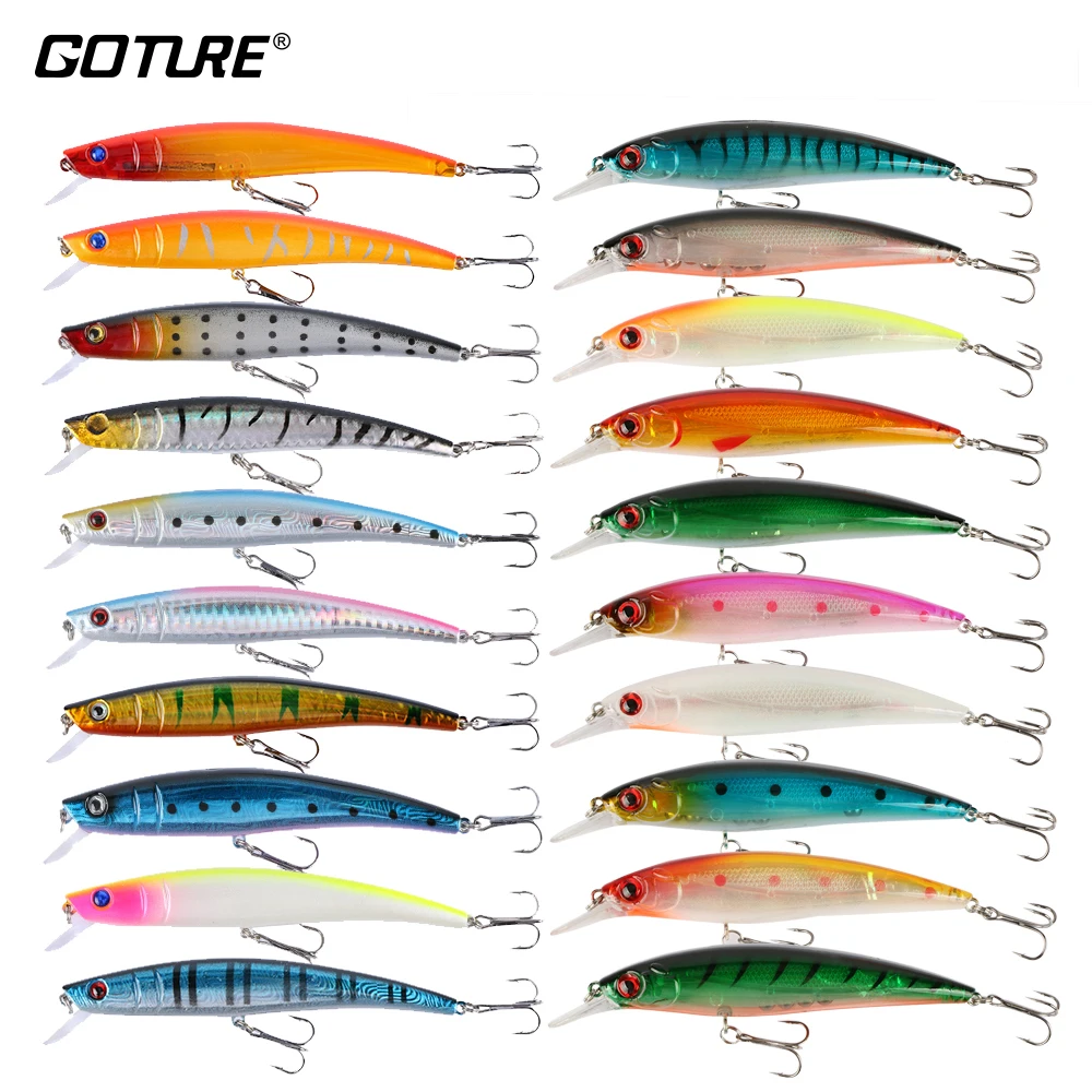 Goture 20 pièces/ensemble Kit de leurre de pêche de haute qualité mixte 2 Style Wobblers de pêche professionnel tueur de bar de mer (lot de 20)