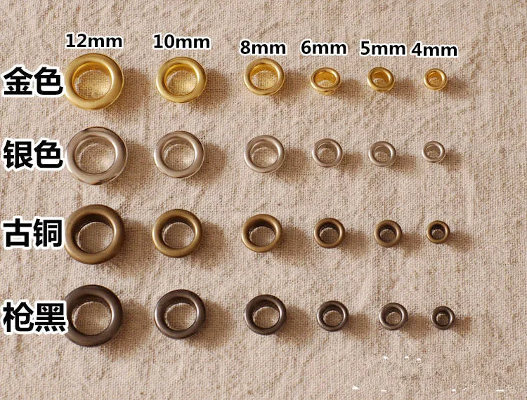 

200 set Metal eyelets button for Apparel Grommet Scrapbook Stamping Leather Craft handbag findings 4mm-20mm