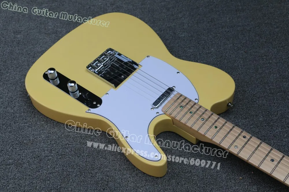 Новое поступление пользовательские TL кремовая желтая электрогитара, кленовый гриф Tele гитара