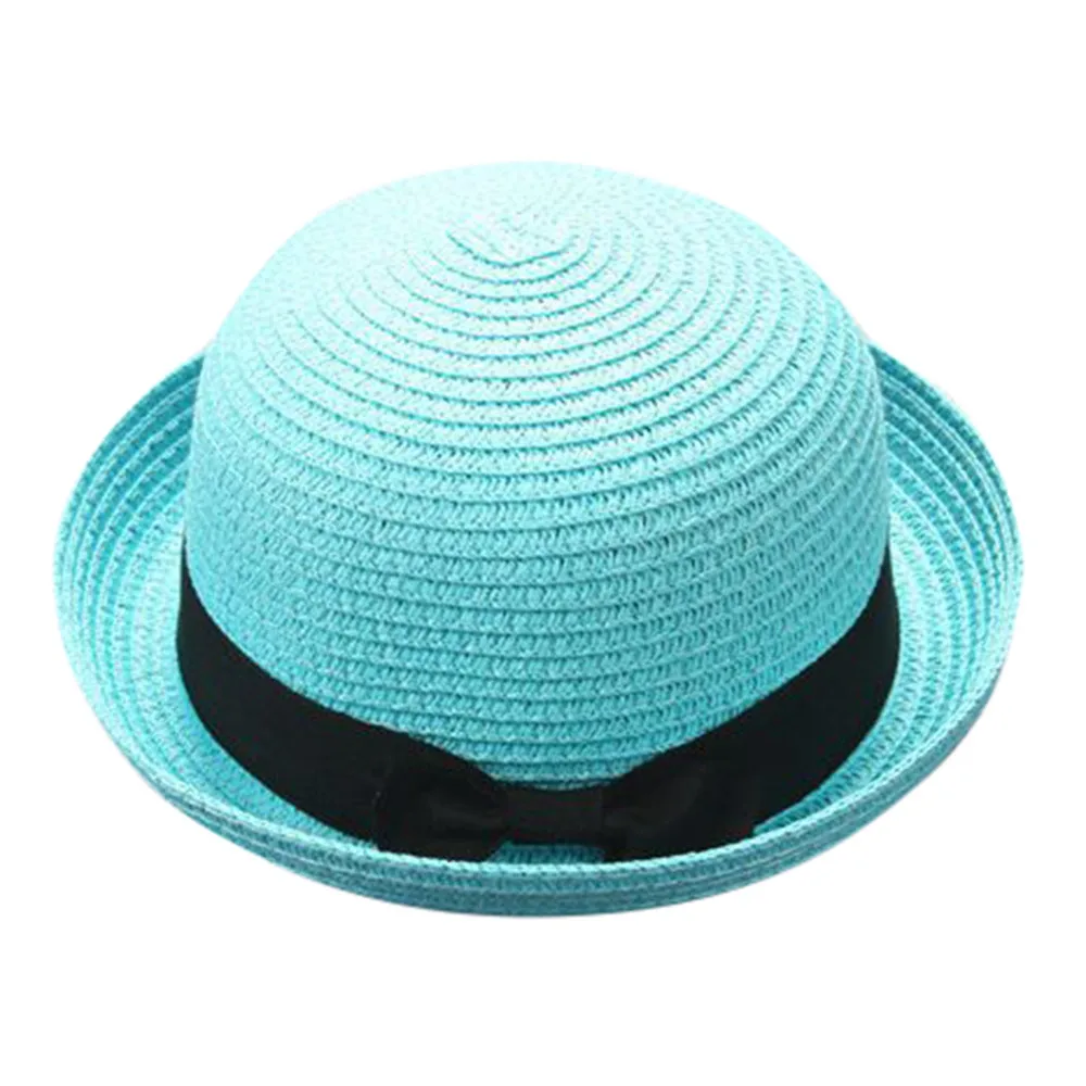 MUQGEW детская дышащая шляпа соломенная шляпа с бантом для мальчиков и девочек, шапочка для новорожденных, реквизит, Детская однотонная пляжная шапка