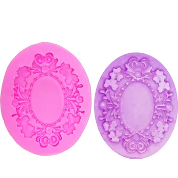 

M0644 Fashion frame fondant silicone mold lace Flowers for cake decorating tools cupcake kitchen Baking mould