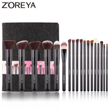 

Zoreya Brand 18pcs Essential Makeup Brush Tools Soft Synthetic Fiber Cosmetic Sets Blending Lip Contour Brushes For Make Up