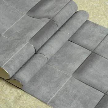 

Modern Industrial Style Wallpaper Gray Imitation Tile Non-woven Living Room Bedroom TV Backdrop Wall Paper Roll