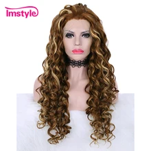 Imstyle кудрявые парики для женщин коричневый блонд смешанный синтетический парик фронта шнурка свободная часть термостойкий волоконный маскарадный парик для вечеринки